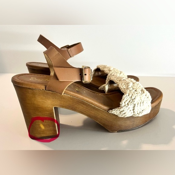 Seychelles Jump for Joy Women's Wood Heeled Sandals w Macrame Detail Size 7 - Picture 6 of 14